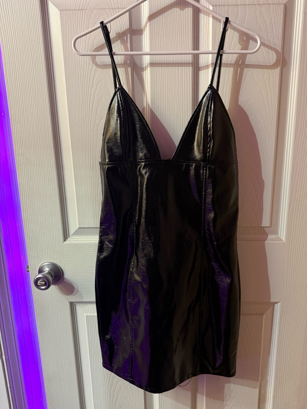 Hera Collection Black Faux Leather Slip Dress